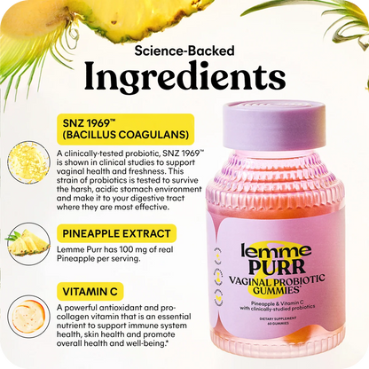 Lemme Purr Vaginal Probiotic Gummies for Women, 30-Day Supply