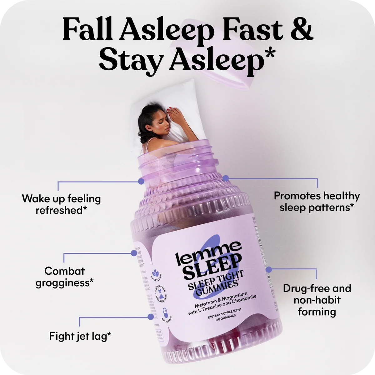 Lemme Sleep Gummies with 5mg Melatonin & Chamomile Extract, 30-Day Supply