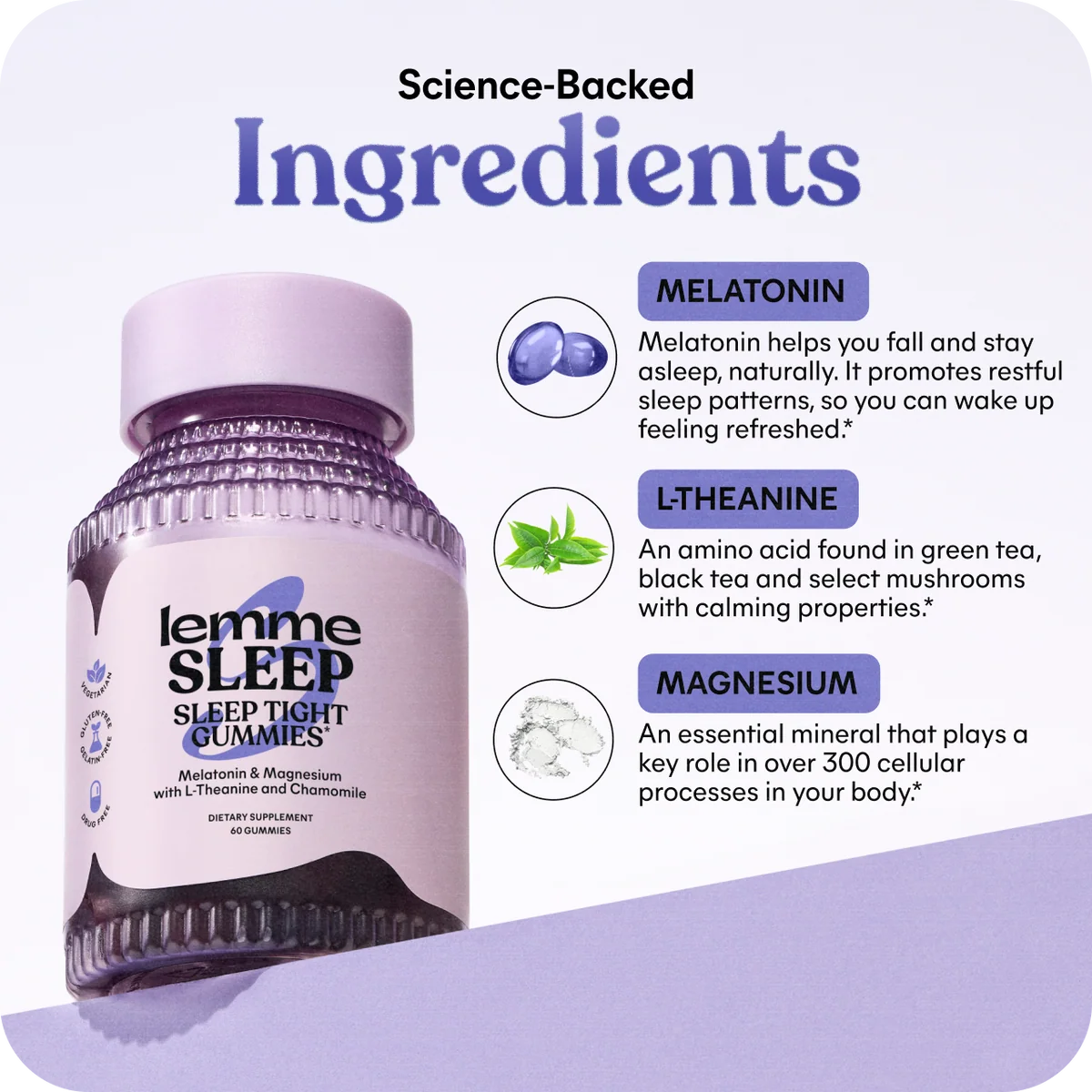 Lemme Sleep Gummies with 5mg Melatonin & Chamomile Extract, 30-Day Supply