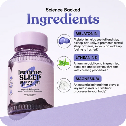 Lemme Sleep Gummies with 5mg Melatonin & Chamomile Extract, 30-Day Supply