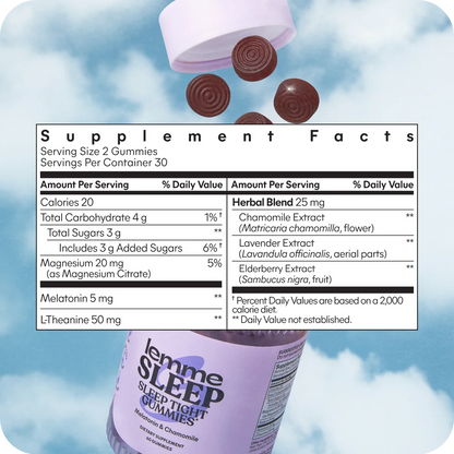 Lemme Sleep Gummies with 5mg Melatonin & Chamomile Extract, 30-Day Supply