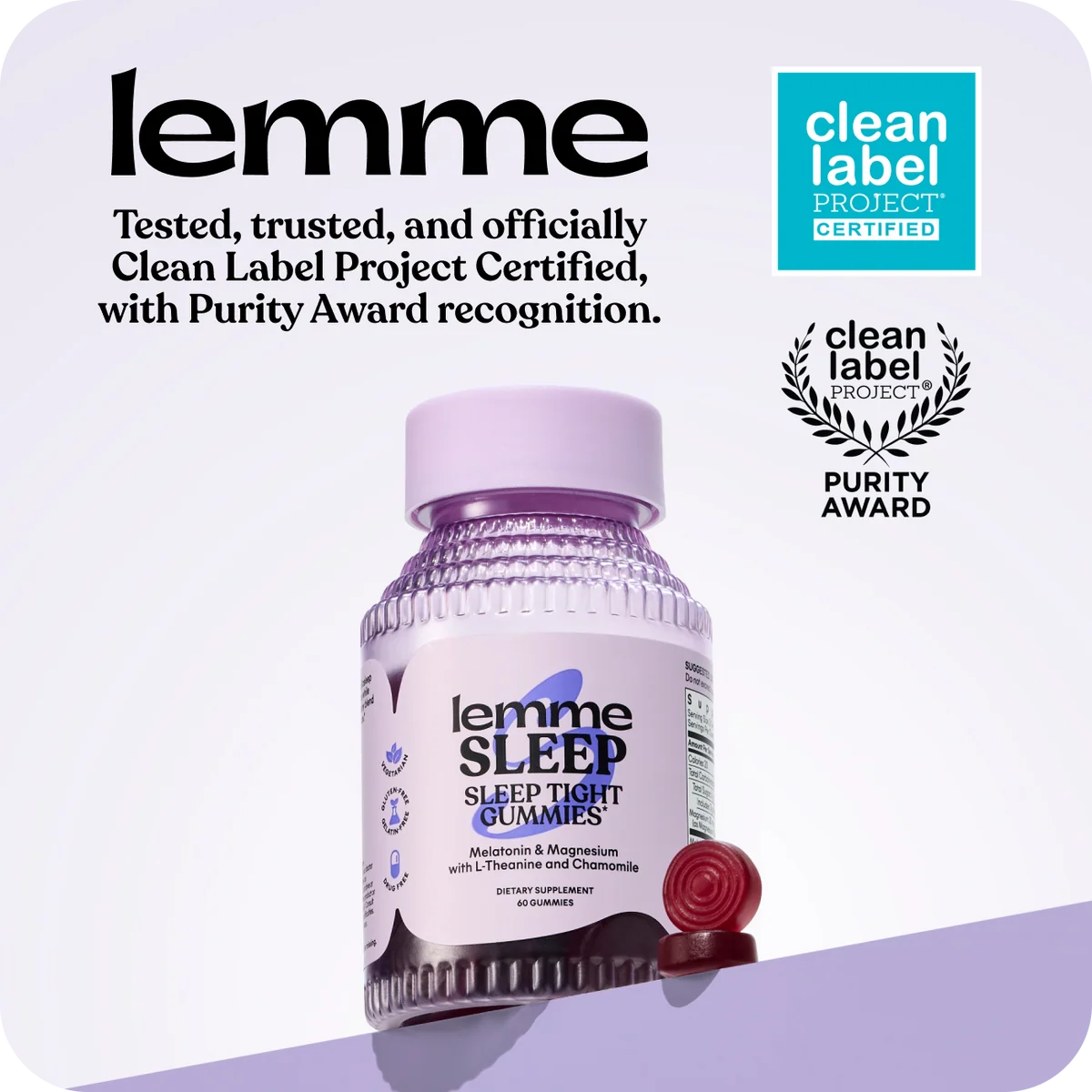 Lemme Sleep Gummies with 5mg Melatonin & Chamomile Extract, 30-Day Supply